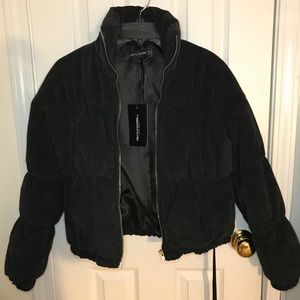 Pretty little thing cropped black puffer coat